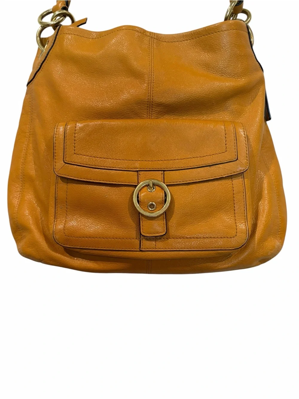 Coach Penelope Buckle Leather Hobo Shoulder Bag in Mustard